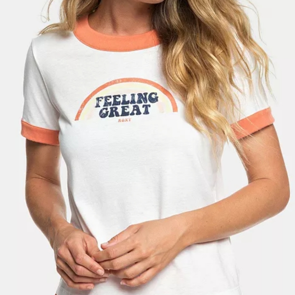Roxy Large Feeling Great Ringer Graphic T-shirt